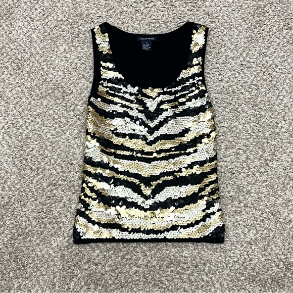 Y2K 2000s mcbling indie sleaze sequins Boston proper party tank top - Picture 1 of 5